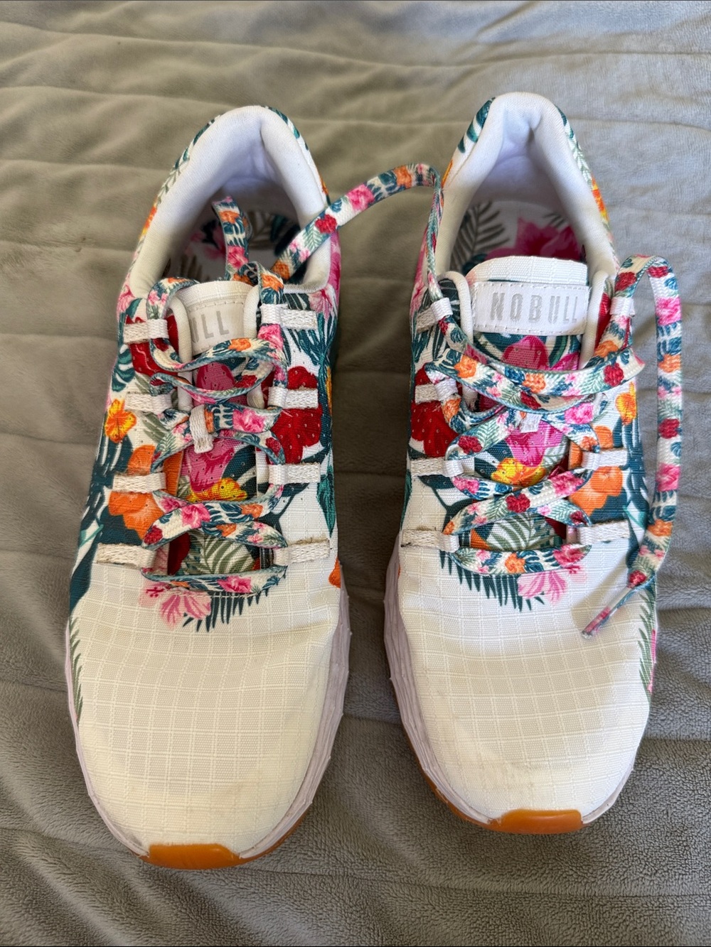 NOBULL White Trainers with Multicolor Tropical Floral Print - Picture 2 of 5
